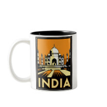 taj mahal india art deco retro travel vintage mugs