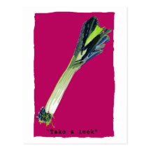 take a leek hot pink postcard