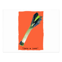 take a leek orange postcard