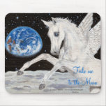Take me to the Moon Pegasus horse fantasy mousepad