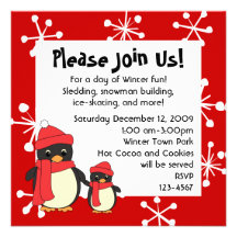 Taking Little Penguin for a Walk Personalized Invitation
