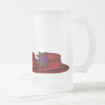 Tall Brocade Red Hat Glass Mug