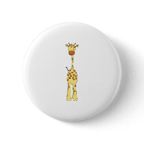Tall Cute Giraffe. Cartoon Animal. Pinback Buttons