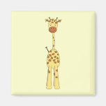 Tall Cute Giraffe. Cartoon Animal. Fridge Magnet
