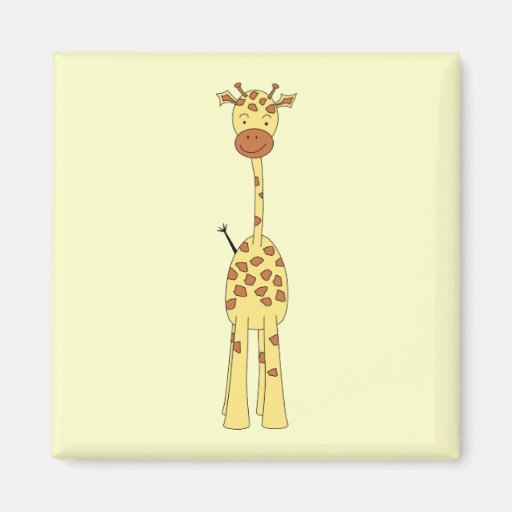 Tall Cute Giraffe. Cartoon Animal. Fridge Magnet