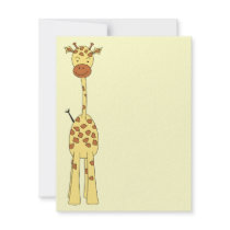Tall Cute Giraffe. Cartoon Animal. Personalised Invitations