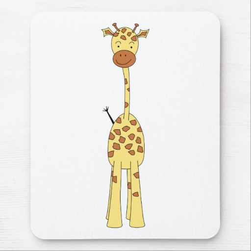 Tall Cute Giraffe. Cartoon Animal. Mouse Pads