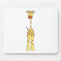 Tall Cute Giraffe. Cartoon Animal. Mouse Pads