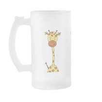 Tall Cute Giraffe. Cartoon Animal. Mugs