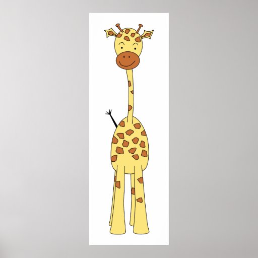 Tall Cute Giraffe. Cartoon Animal. Poster