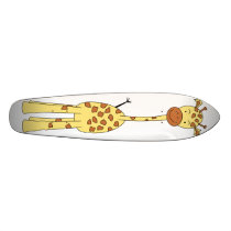 Tall Cute Giraffe. Cartoon Animal. Skateboard