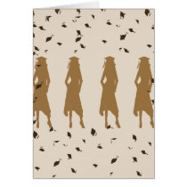 Tan and Gold Grad Girl Silhouettes Card