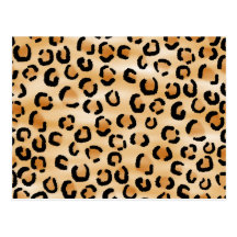 Tan, Black and Brown Leopard Print Pattern. Postcards