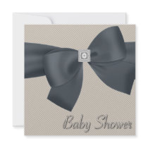 Tan Black Bow Baby Boy Shower Custom Invites