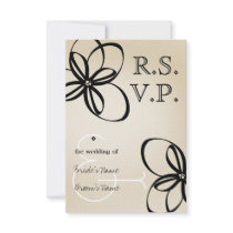 Tan & Black Modern Wedding RSVP With Flowers