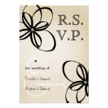 Tan & Black Modern Wedding RSVP With Flowers Personalized Invite