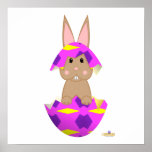 Tan Bunny Pink Decorated Easter Egg Print