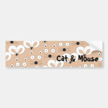 Tan Cat & Mouse Bumper Sticker