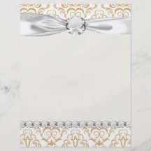 tan gold on white ornate damask pattern custom flyer