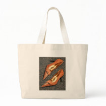 Tan Ostrich with Golden Buckles Tote Bags