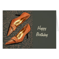 Tan Ostrich with Golden Buckles