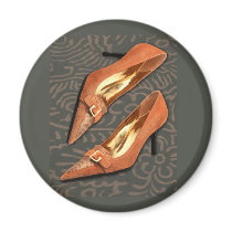 Tan Ostrich with Golden Buckles
