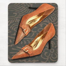 Tan Ostrich with Golden Buckles Mouse Mats
