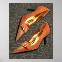 Tan Ostrich with Golden Buckles Poster