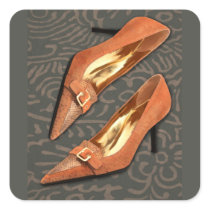Tan Ostrich with Golden Buckles
