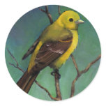 Tanager (Bird) in Oil Pastel, Realism Art Round Sticker