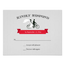 Tandem Bicycle Grey Wedding RSVP Invite