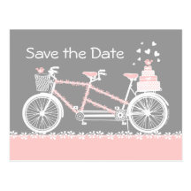 Tandem Bicycle Save The Date Postcard