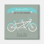 Tandem Bike (Blue / Grey) Save the Date Refrigerator Magnets