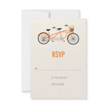 Tandem Bike Wedding RSVP - Orange Personalised Invites