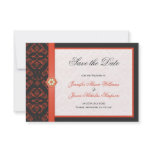Tangerine Orange Damask Save the Date Announcements