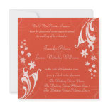 Tangerine Orange Floral Swirls Wedding Invitations