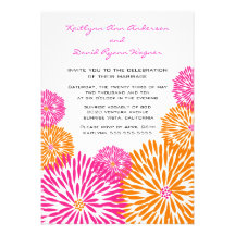 Tangerine & Pink  Floral Wedding Invitation