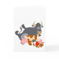 Tango!! (cartoon bull and cow) Greeting card