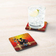Tango on damask drink coaster