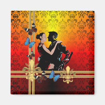 Tango on damask fridge magnets