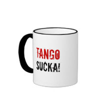 Tango Sucka! warfare mug with bullet holes