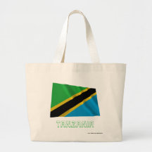 Tanzania Waving Flag with Name Canvas Bags