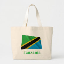 Tanzania Waving Flag with Name Canvas Bags