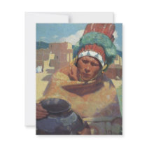 Taos Native American Indian Portrait, Blumenschein Custom Invitations
