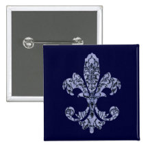 Tapestry Fleur de lis 1 Pinback Button