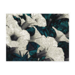 Tapestry Flowers: The Black, White, & Teal postcards