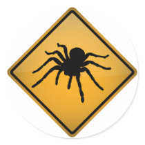 Tarantula Warning Sign Round Stickers