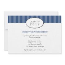 Tasteful blue stripe graduation class invitation