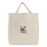 Tattoo bird with loyalty banner embroidered bag embroidered bags