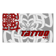 Tattoo Business Card Tribal Red Grey